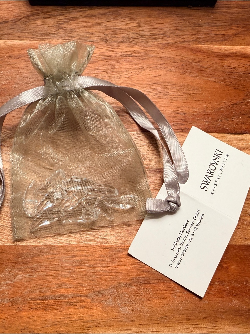 Swarovski Sheer Gold Organza Drawstring Pouch with Ribbon